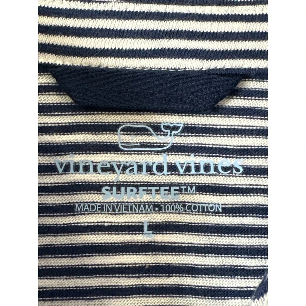 Vineyard Vines Girls L 14 Striped Surf Polo Shirt Navy White 7K001557-2164 NWT